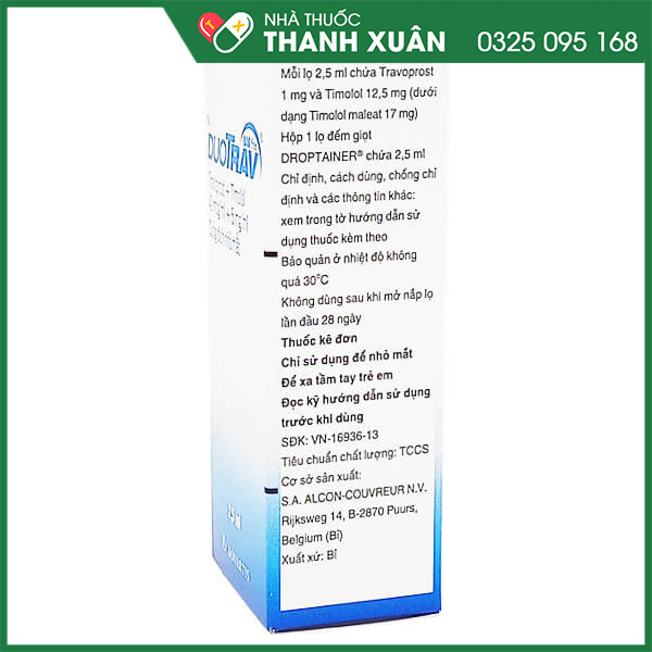  Thuốc Duotrav làm giảm áp lực nội nhãn